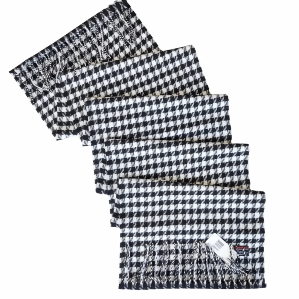 Cashmere Feel Scarf Black White Womens Unisex Neck Scarf Plaid Warm Soft